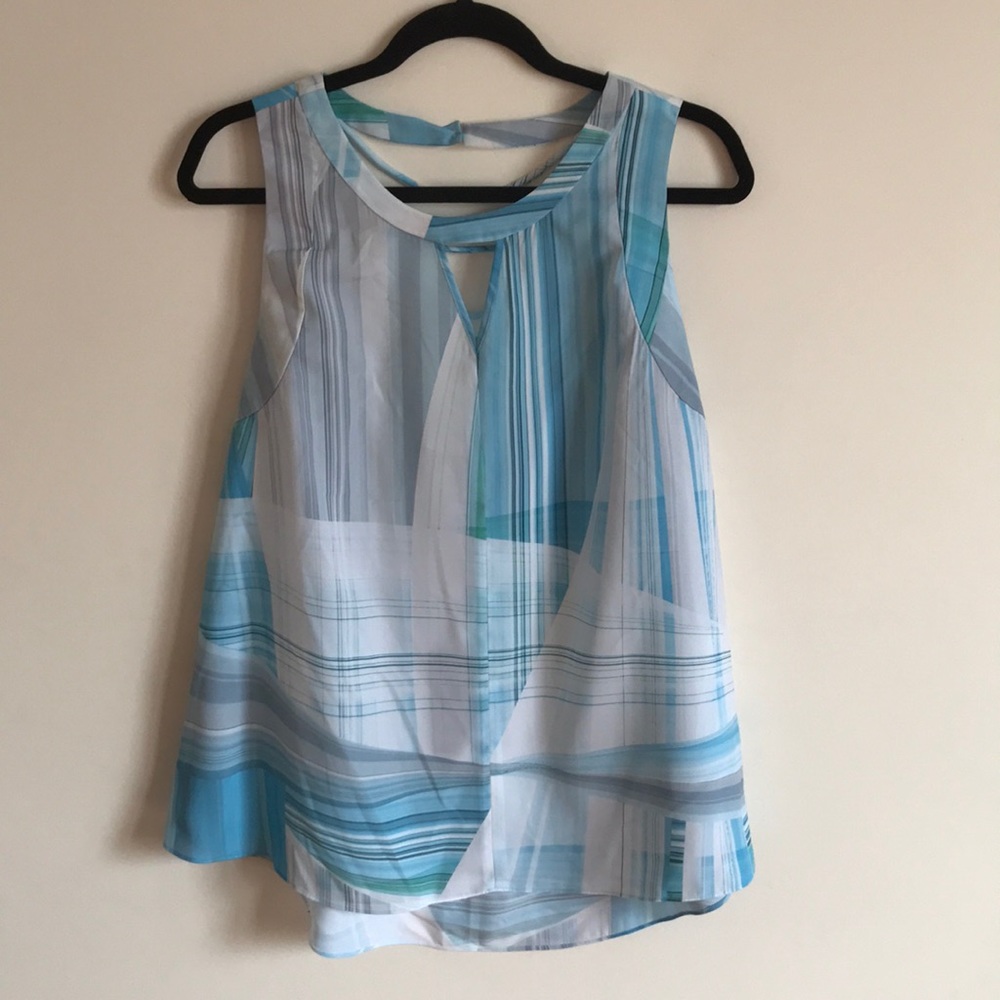 Blue and white tank top size 16